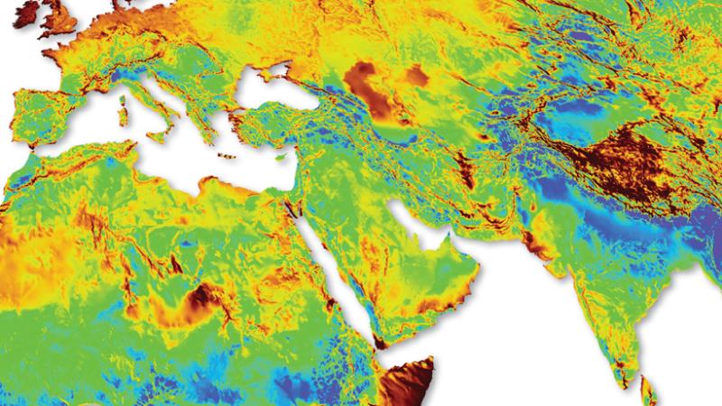Wind map of Middle East - used for illustration purposes