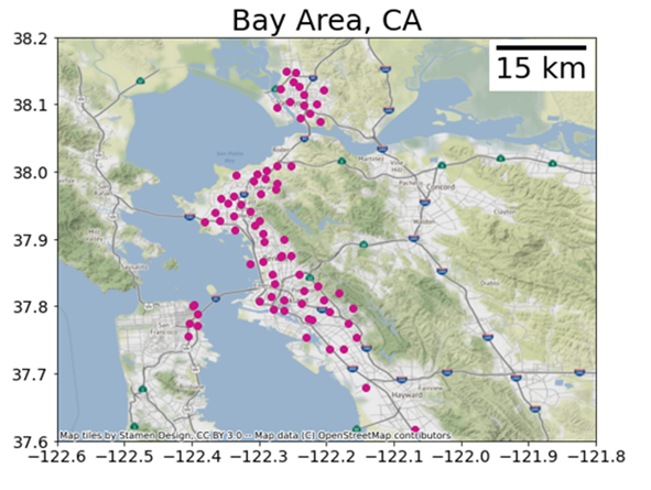 Beaco2n network in the Bay area