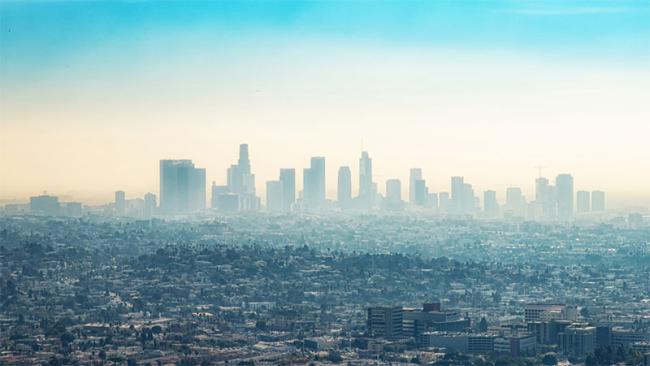 City skyline in a haze